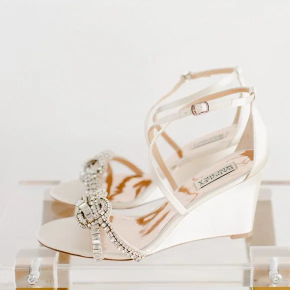Badgley Mischka Zabrina 9 Women's Strappy Wedge Ivory New - Picture 8 of 14